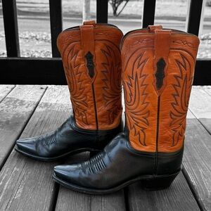Lucchese 1883 Buffalo Leather with Black Stitching and Vamp Women’s Cowboy Boots